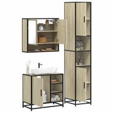 Ensemble de meubles de salle de bain 3 pcs chêne sonoma