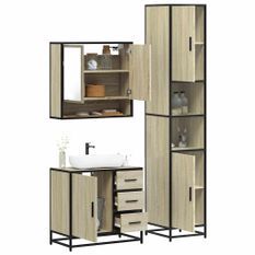 Ensemble de meubles de salle de bain 3 pcs chêne sonoma