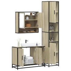 Ensemble de meubles de salle de bain 3 pcs chêne sonoma