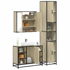 Ensemble de meubles de salle de bain 3 pcs chêne sonoma