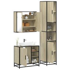 Ensemble de meubles de salle de bain 3 pcs chêne sonoma