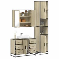 Ensemble de meubles de salle de bain 3 pcs chêne sonoma