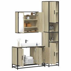 Ensemble de meubles de salle de bain 3 pcs chêne sonoma