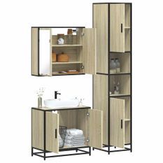 Ensemble de meubles de salle de bain 3 pcs chêne sonoma