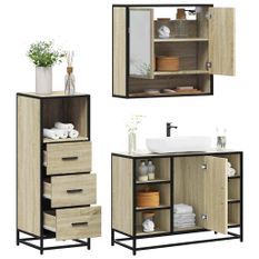 Ensemble de meubles de salle de bain 3 pcs chêne sonoma