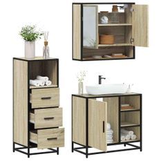 Ensemble de meubles de salle de bain 3 pcs chêne sonoma