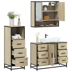 Ensemble de meubles de salle de bain 3 pcs chêne sonoma