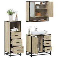 Ensemble de meubles de salle de bain 3 pcs chêne sonoma