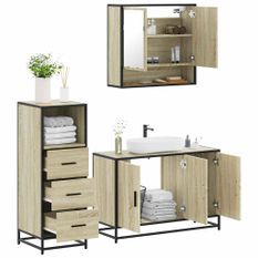 Ensemble de meubles de salle de bain 3 pcs chêne sonoma