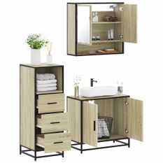 Ensemble de meubles de salle de bain 3 pcs chêne sonoma