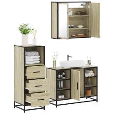 Ensemble de meubles de salle de bain 3 pcs chêne sonoma