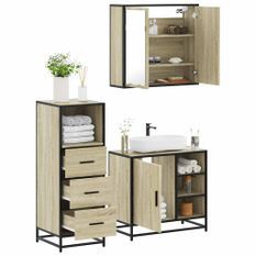 Ensemble de meubles de salle de bain 3 pcs chêne sonoma