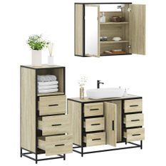 Ensemble de meubles de salle de bain 3 pcs chêne sonoma