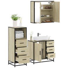 Ensemble de meubles de salle de bain 3 pcs chêne sonoma