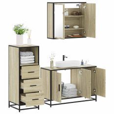 Ensemble de meubles de salle de bain 3 pcs chêne sonoma