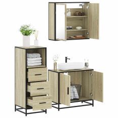 Ensemble de meubles de salle de bain 3 pcs chêne sonoma