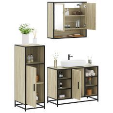 Ensemble de meubles de salle de bain 3 pcs chêne sonoma