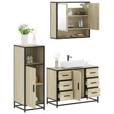 Ensemble de meubles de salle de bain 3 pcs chêne sonoma