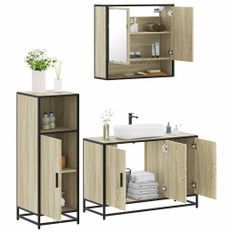 Ensemble de meubles de salle de bain 3 pcs chêne sonoma