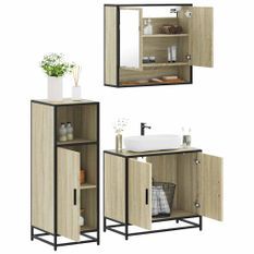 Ensemble de meubles de salle de bain 3 pcs chêne sonoma