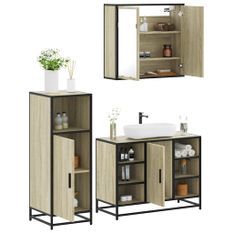 Ensemble de meubles de salle de bain 3 pcs chêne sonoma