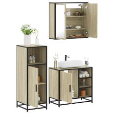 Ensemble de meubles de salle de bain 3 pcs chêne sonoma