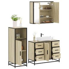 Ensemble de meubles de salle de bain 3 pcs chêne sonoma