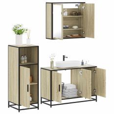 Ensemble de meubles de salle de bain 3 pcs chêne sonoma