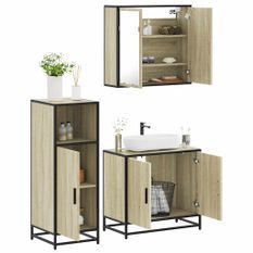 Ensemble de meubles de salle de bain 3 pcs chêne sonoma