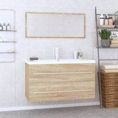 Ensemble de meubles de salle de bain 3 pcs Chêne sonoma 2