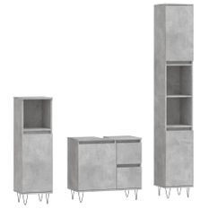 Ensemble de meubles de salle de bain 3 pcs gris béton