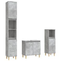 Ensemble de meubles de salle de bain 3 pcs gris béton