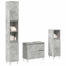 Ensemble de meubles de salle de bain 3 pcs gris béton