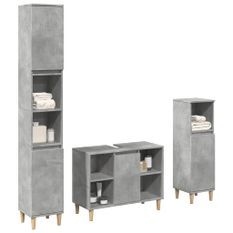 Ensemble de meubles de salle de bain 3 pcs gris béton