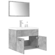 Ensemble de meubles de salle de bain 3 pcs gris béton