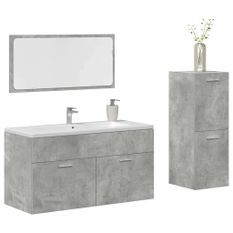 Ensemble de meubles de salle de bain 3 pcs gris béton