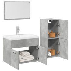 Ensemble de meubles de salle de bain 3 pcs gris béton