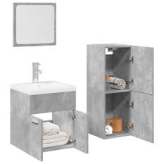 Ensemble de meubles de salle de bain 3 pcs gris béton