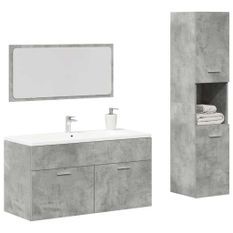 Ensemble de meubles de salle de bain 3 pcs gris béton