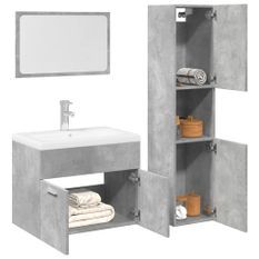 Ensemble de meubles de salle de bain 3 pcs gris béton