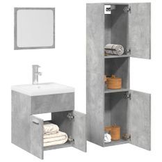 Ensemble de meubles de salle de bain 3 pcs gris béton