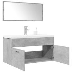 Ensemble de meubles de salle de bain 3 pcs gris béton