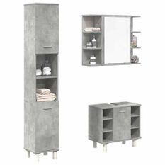 Ensemble de meubles de salle de bain 3 pcs gris béton