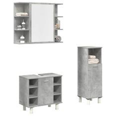 Ensemble de meubles de salle de bain 3 pcs gris béton