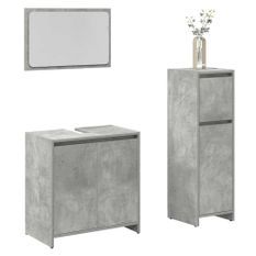 Ensemble de meubles de salle de bain 3 pcs gris béton