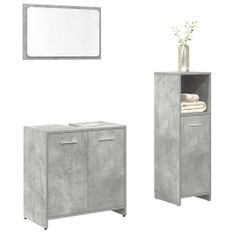 Ensemble de meubles de salle de bain 3 pcs gris béton