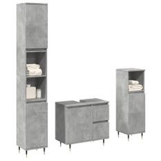 Ensemble de meubles de salle de bain 3 pcs gris béton