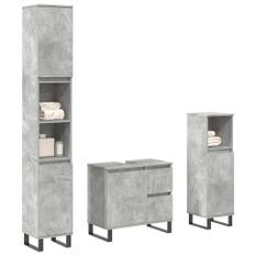 Ensemble de meubles de salle de bain 3 pcs gris béton