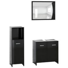 Ensemble de meubles de salle de bain 3 pcs Noir 2