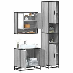 Ensemble de meubles de salle de bain 3 pcs Sonoma gris